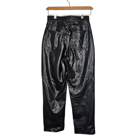 Abercrombie & Fitch Ankle Straight Ultra High Rise Pants Faux Leather Black 26/2 - Picture 2 of 11